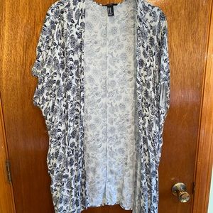 Floral Green and Black Kimono, Size M/L, Forever 21